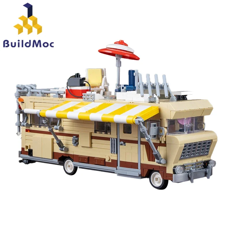buildmoc-new-walking-deaded-dale's-rv-car-van-building-blocks-set-1973-chieftain-vehicle-bricks-toys-for-children-birthday-gifts