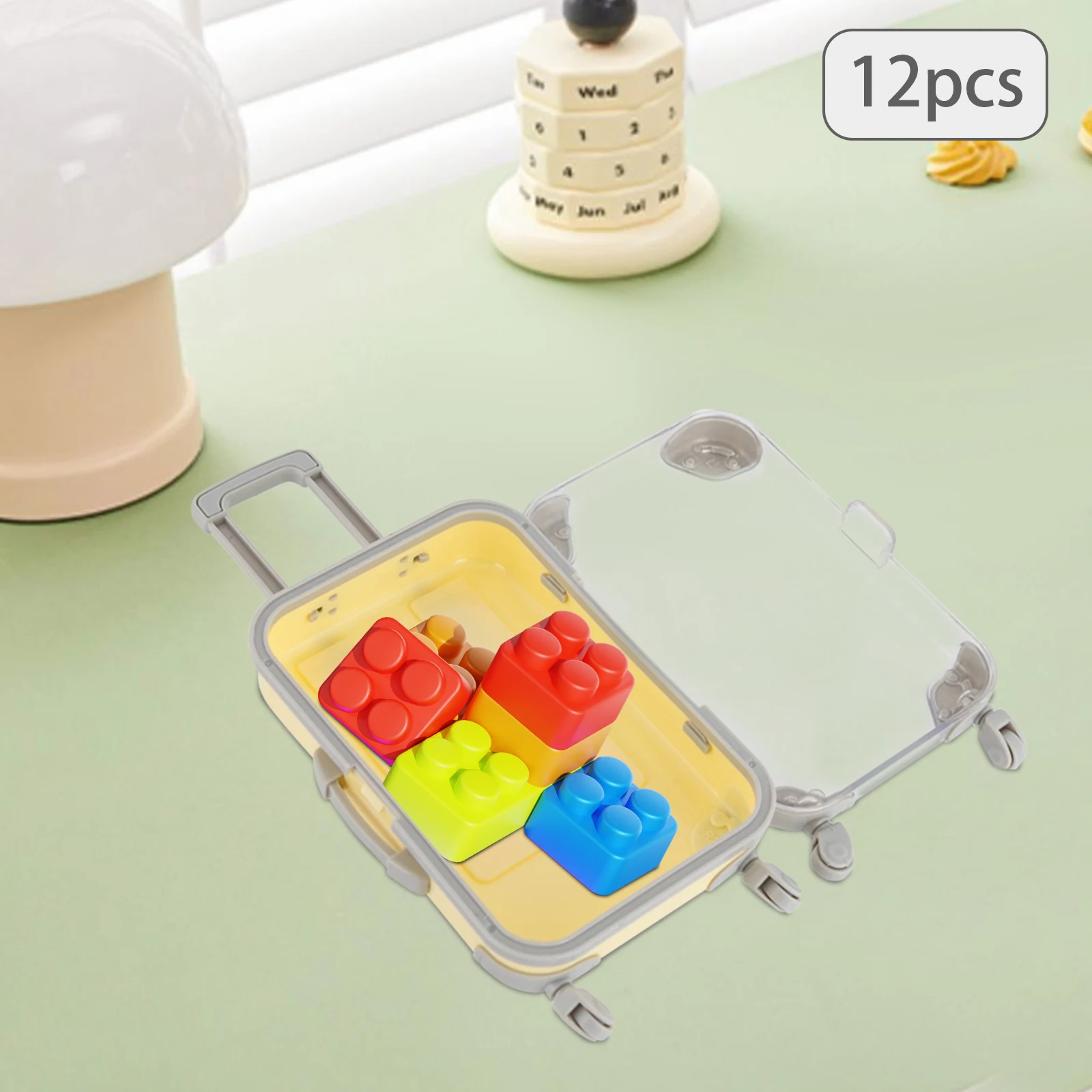 Mini valigia in ABS da 12 pezzi, valigia trolley di simulazione rettangolare colorata 9,5 * 5 * 17-22 cm per viaggi, feste di compleanno