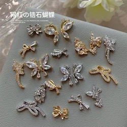 10pcs Flower Butterfly Wing Bow Zircon Crystals Rhinestones Nail Art Parts Jewelry Decorations Nails Accessories Charms Supplies