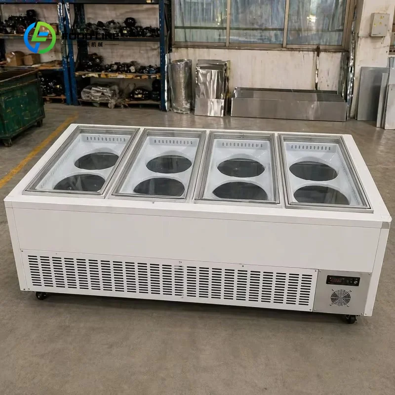 Customized Pozzetti Units Gelato Freezer 4/6/8/10/12/14/16 PansTubes Commercial Ice Cream Dipping Cabinet Showcase For Shop