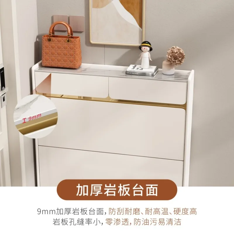 Ultra-thin tipping bucket shoe cabinet light luxury rock table cream wind household entrance porch cabinet