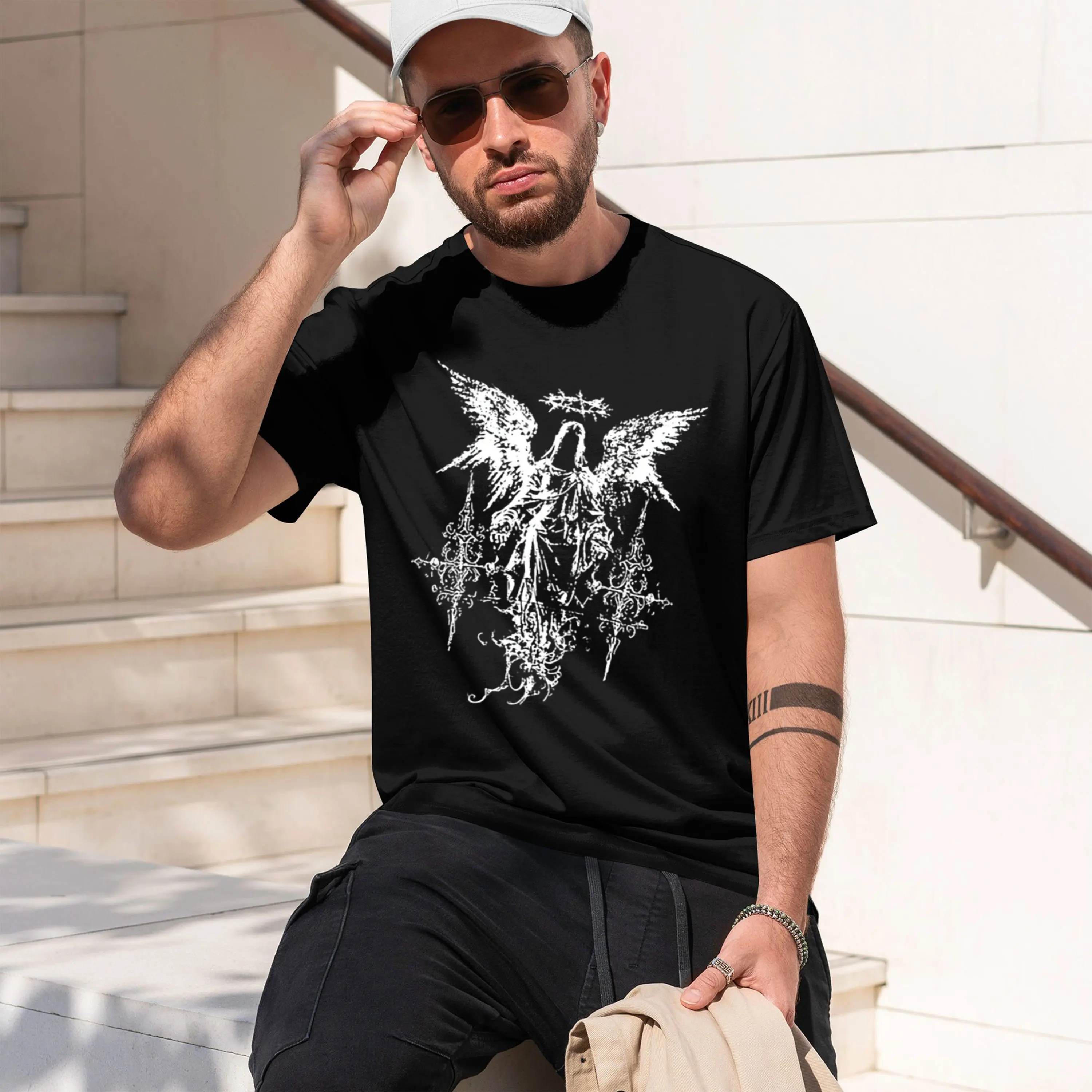 Street Fashion China Models - Kaos Pria Gaya Gotik Gaya Gelap