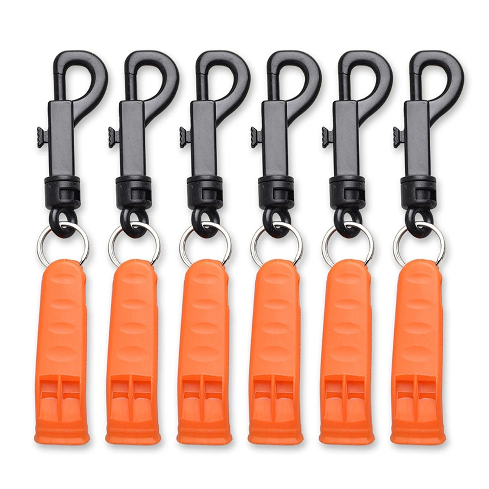 6pcs Emergency Whistle Safety Survival Whistle Signaling Whistle with Hook for Outdoor Camping Hiking