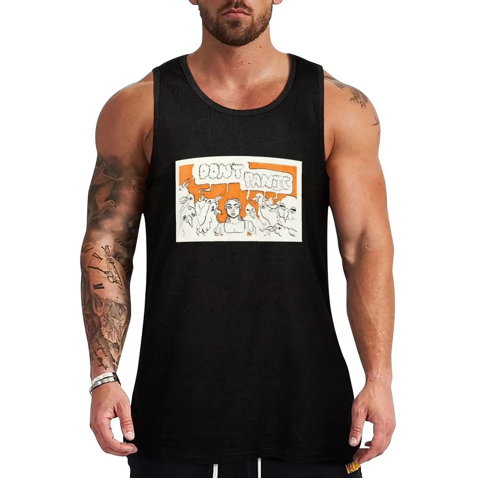 

don't panic Tank Top gym for men Men's clothing brands basketball clothing