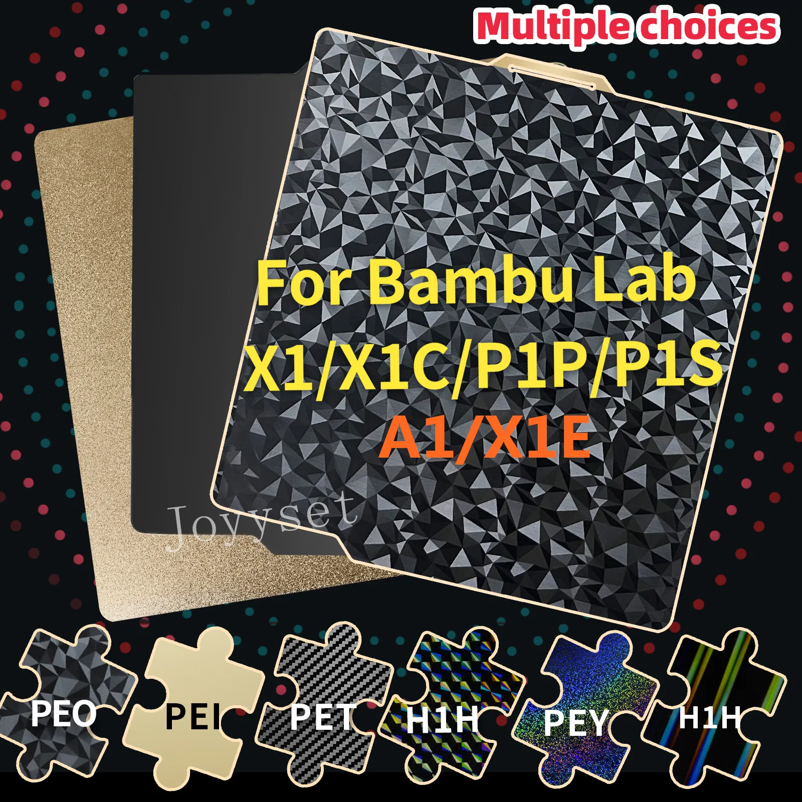 

Для Bambu Lab P1S P1P X1 A1 X1-углеродная пластина 257x257 мм, лист пружинной стали PEI PEO PET, двухсторонняя пластина для печати Bambulab