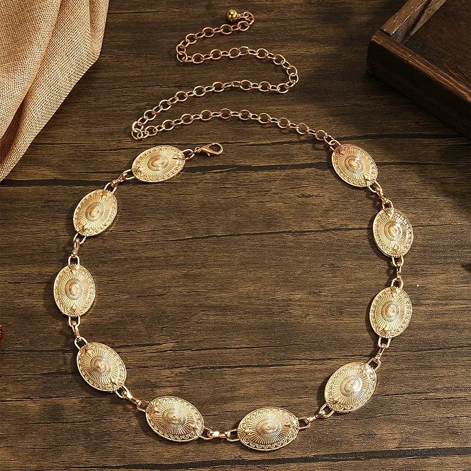 

Geometric waist chain, vintage exotic‑style, heavy‑duty metal, adjustable—trendy women’s accessory to complement your outfit.