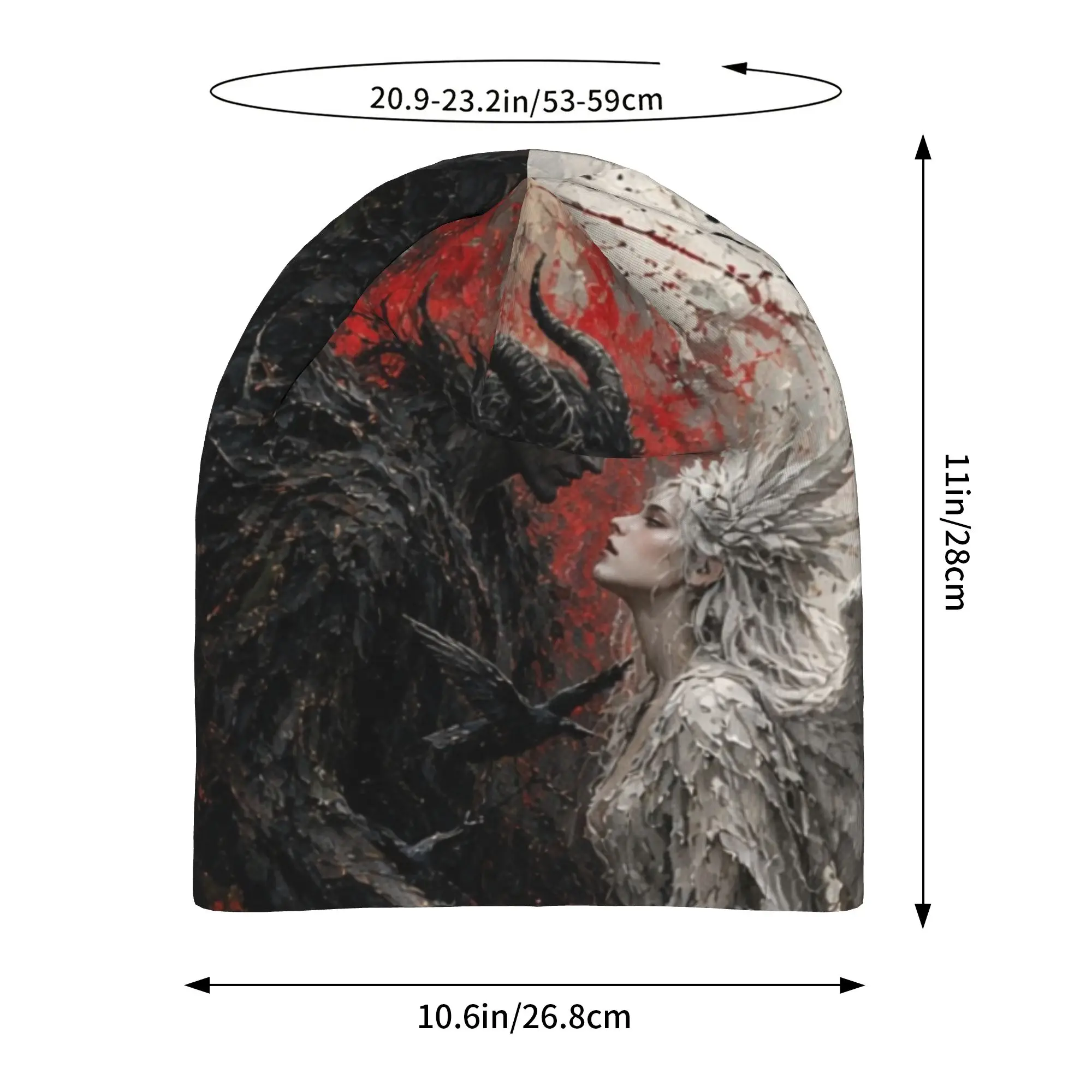 Angle And Demon Thin Hat Bonnet Hats Autumn Styles  Skullies Beanies Caps Men Women's Unisex Ski Cap