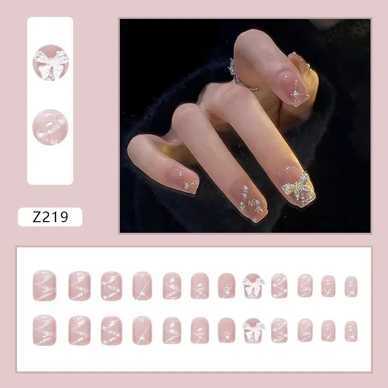 24P nowy Nail Art Full Cover sztuczne paznokcie baleriny naciśnij na zestaw do paznokci Tender Powder fałszywe paznokcie bez szwu wymienny paznokci