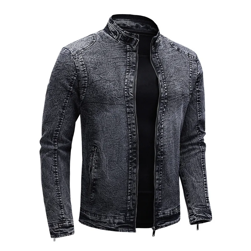 

Autumn Winter Stretch Denim Jacket Men Outdoor Fashion Solid Color Windbreaker Velvet Warm Jeans Coat Slim Fit Outerwear