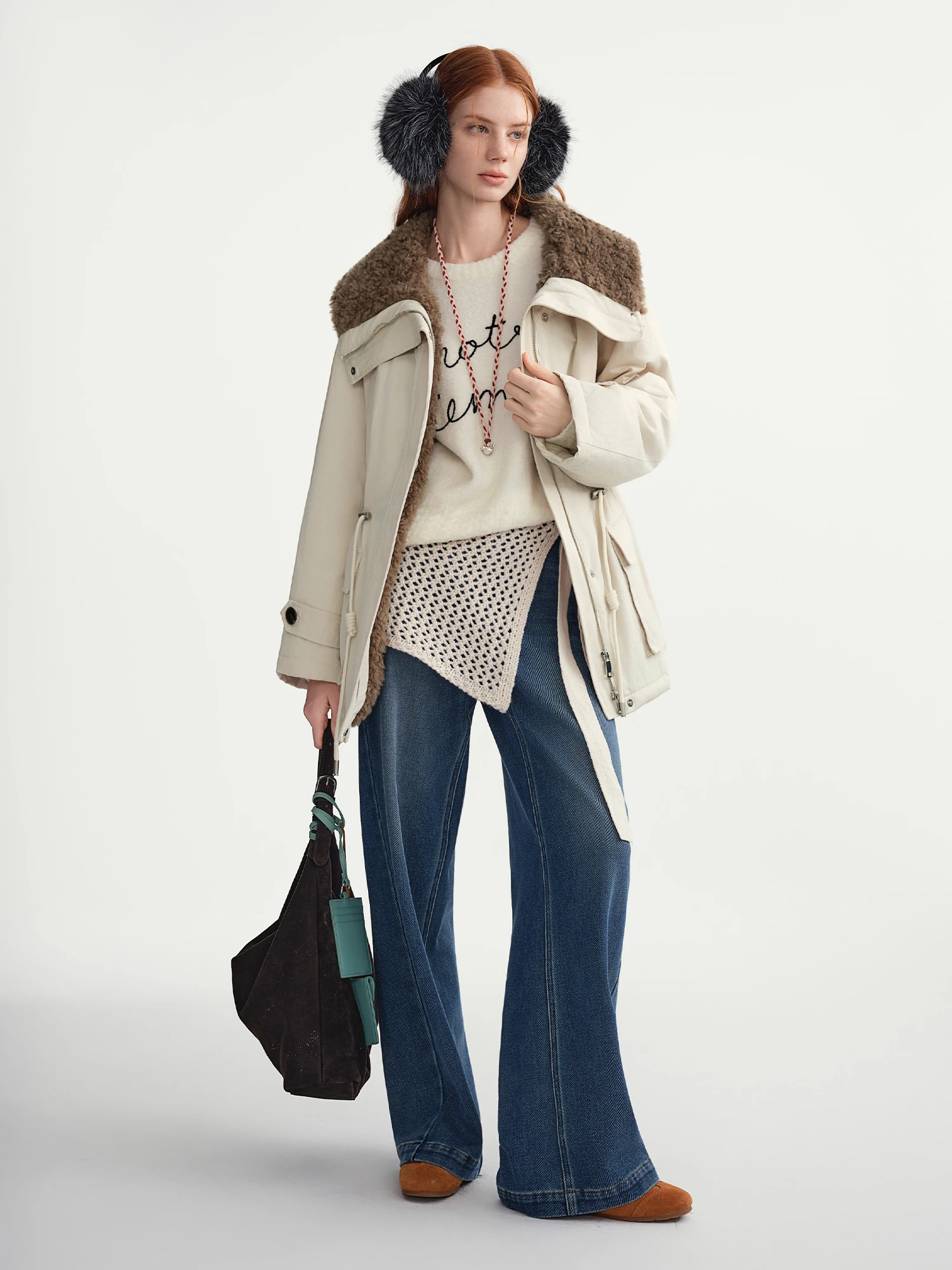 DUSHU Plus Size 2025 Winter vrouwen Korte Puffer Jas Faux Shearling Kraag Parka Donsjack Warme Thermische Bomber bovenkleding