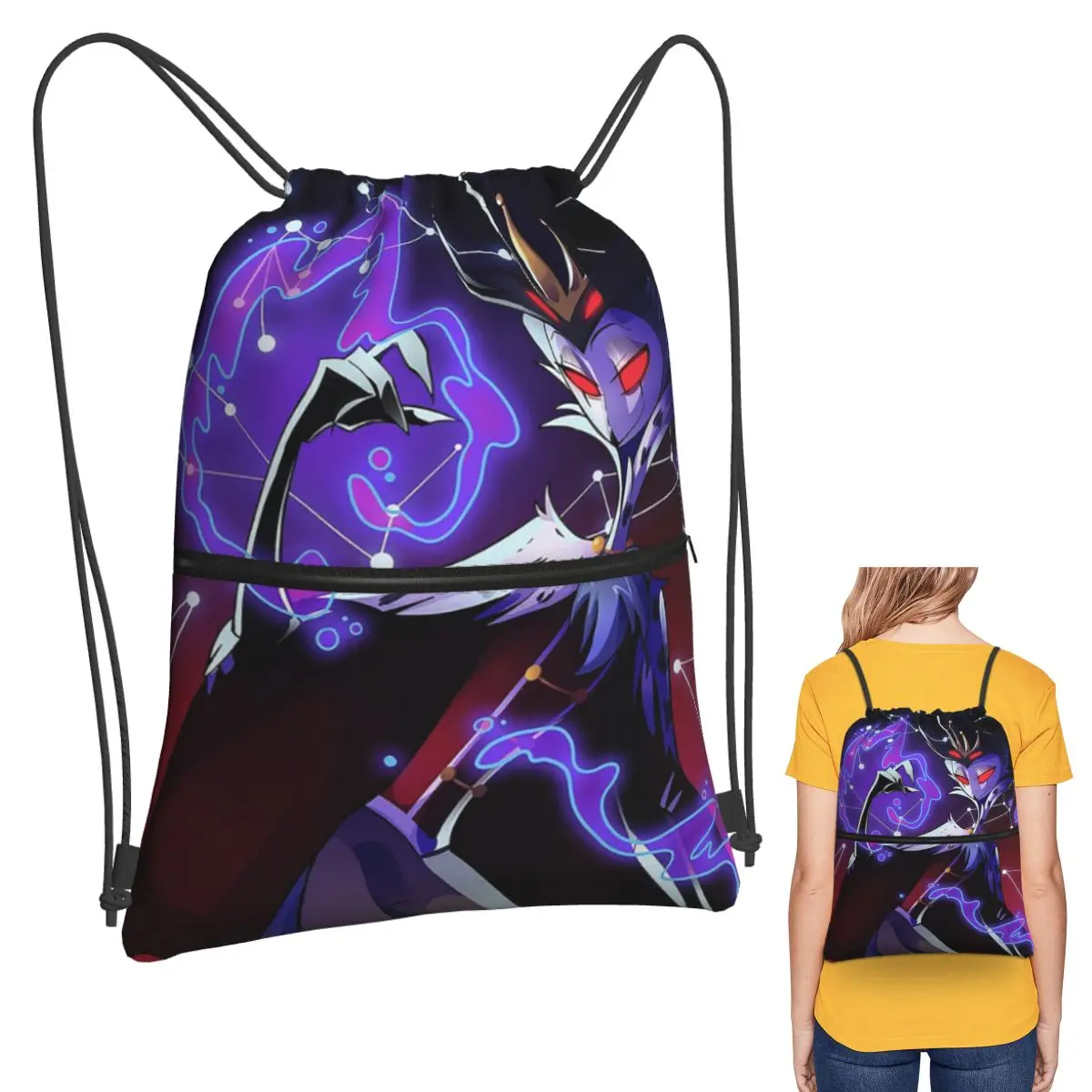 

Helluva Boss Cartoon Backpacks Fashion Drawstring Bags Sundries Bag Book Bags for Man Woman School