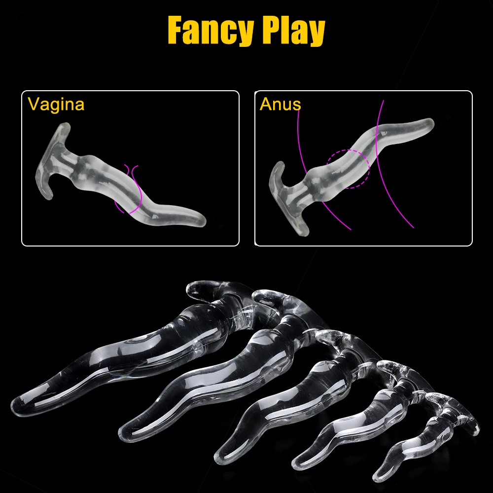 Sofe TPE Crystal Huge Long 5 Size Vagina Stimulator Sex Toys For Women Men Gay Anus Dilator Prostate Massager Anal Plug