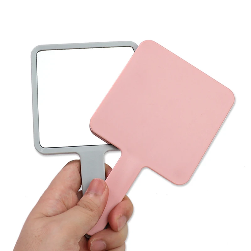 FEN28-Miroir de maquillage carré à poignée compacte, accessoire pour salon de beauté