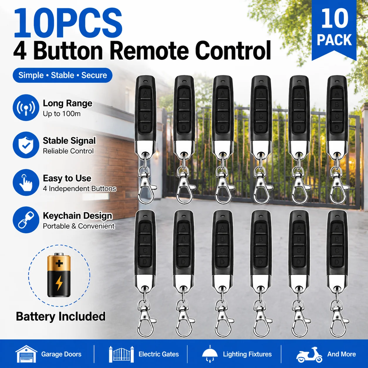 10/5PCS 433MHz Remote Control Duplicator Universal Remote Key Copy Clone Replacement Garage Door Keychain RF 433MHz Transmitter
