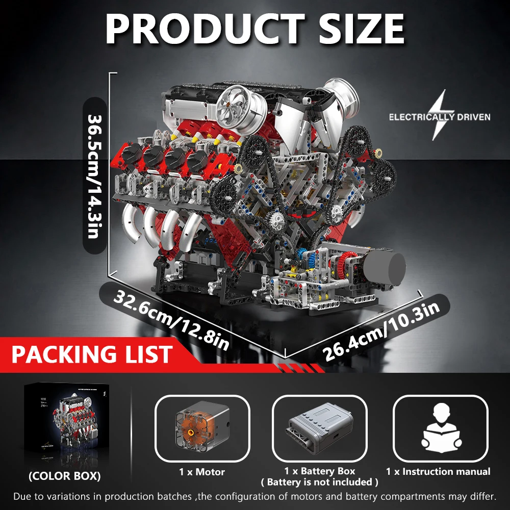 3056 + pièces SuperCar V8 blocs de construction de moteur ensemble de modèles, modèle de voiture de Sport, fonctionne réalistes, vitesses réglables