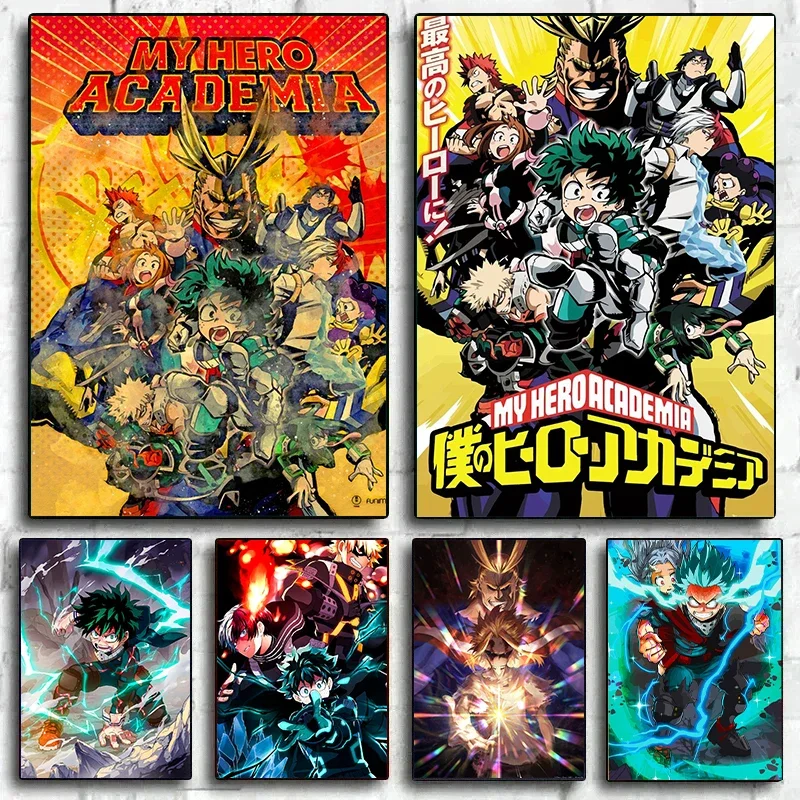 Póster de Anime japonés My Hero Academia, pintura en lienzo estética de dibujos animados, carteles impresos, imagen artística de pared para decoración para sala de estar