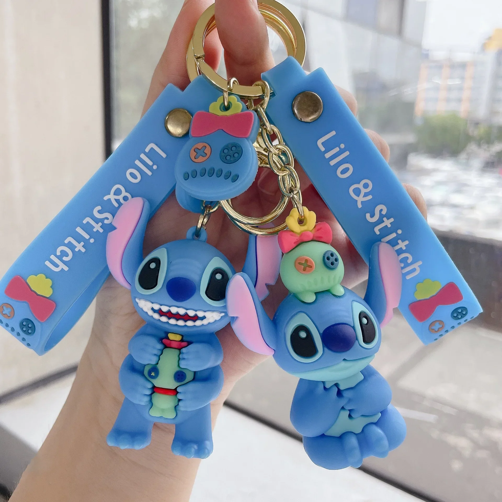 Cartoon Stitch and Scrump Figure Keychain Car Bag Pendant Keyring Gifts for Friends Cute Key Holder Tag Accessories