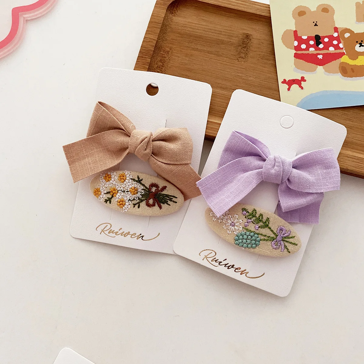 2 Buah/Set Jepit Rambut Bayi Ikatan Simpul Bunga Lucu Jepit Rambut Anak Perempuan Bayi Rajutan Manis Hiasan Rambut Jepit Rambut Anak Print Bunga