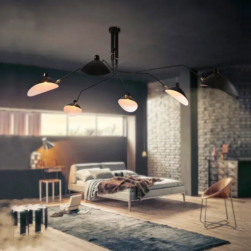 Multi-cabeça Spider Pendant Light, Estilo personalizado, Luminária preta, Lustres nórdicos, Decoração de casa, Sala de estar e quarto, 3 cabeças, 6 cabeças