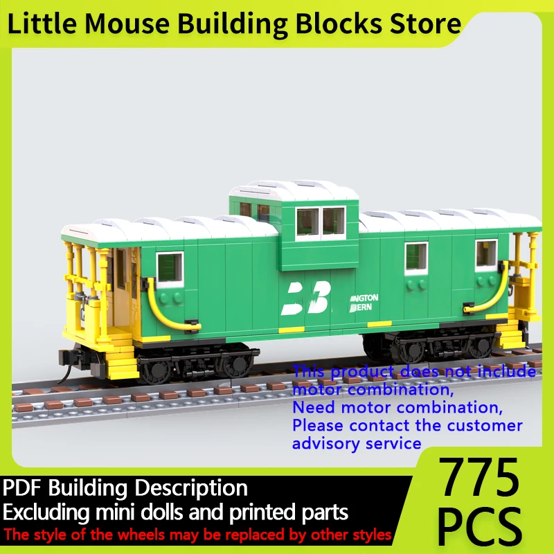 

City Car Model MOC Building Bricks Railway Caboose Freight Train Modular Technology Gifts Holiday Assemble Children Toys Suit