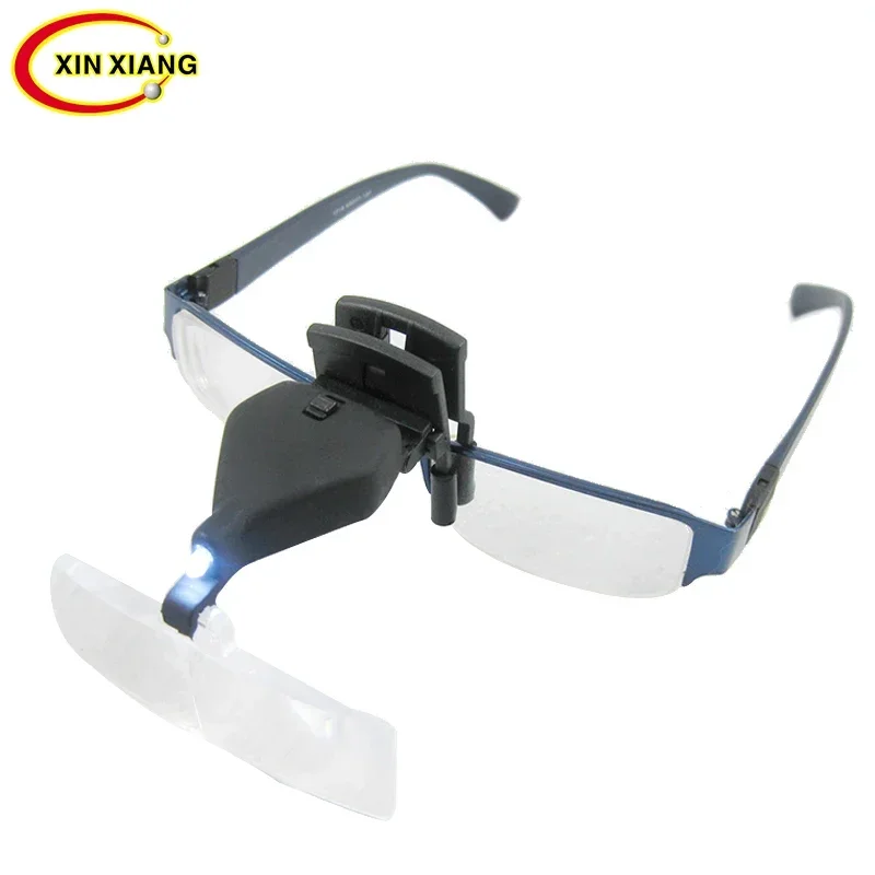 Headband Illuminated Magnifier Eyewear Clip on Magnifier 1.5X, 2.5X, 3.5X Magnifying Glass with Led Light Backlit Glasses Loupe