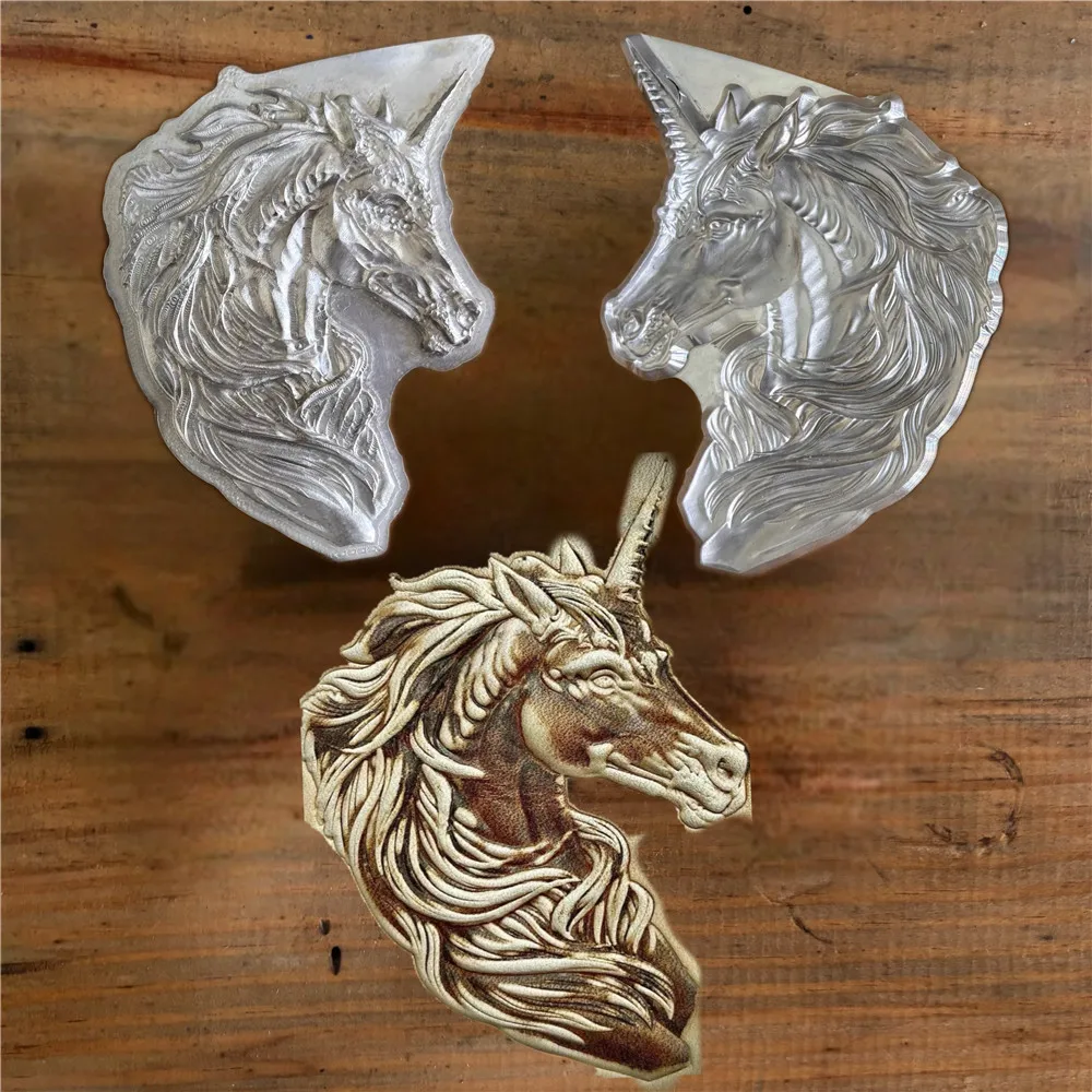 

3D Horse Head Leather Embossing Stamp Aluminum Alloy Pressing Shaping Mold Metal Stamper Leather Craft Tool