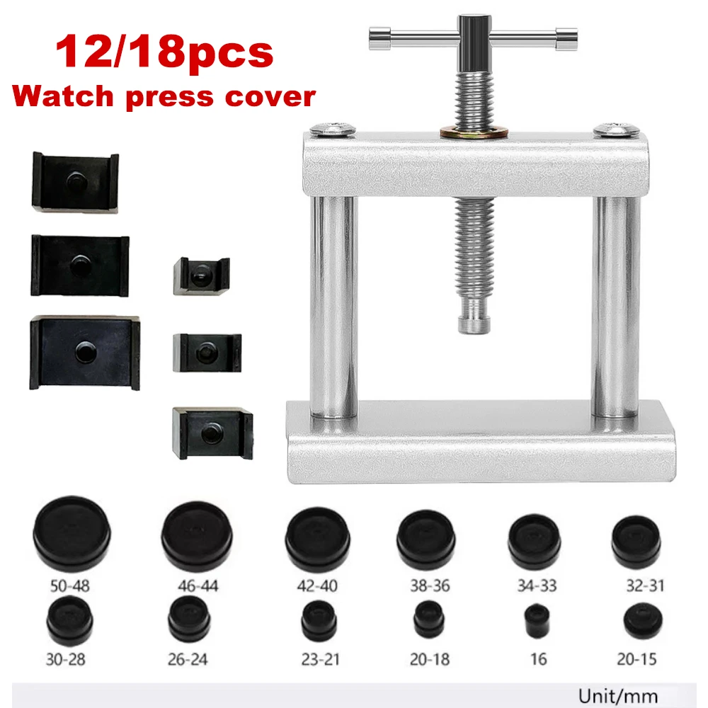 18/12pcs Professional Watch Press Set Watch Back for CASE Closing Tool Fitting Die Watch Repairing Tool Die Kit for Watchmaker