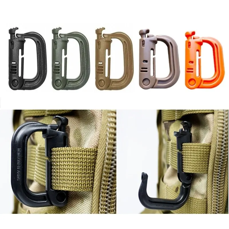 1PCS Plastic D-Ring Grimlock Multipurpose Locking Carabiner Clips Hanging Hook Backpack Buckle Attach Snap Lock Camp Keychain