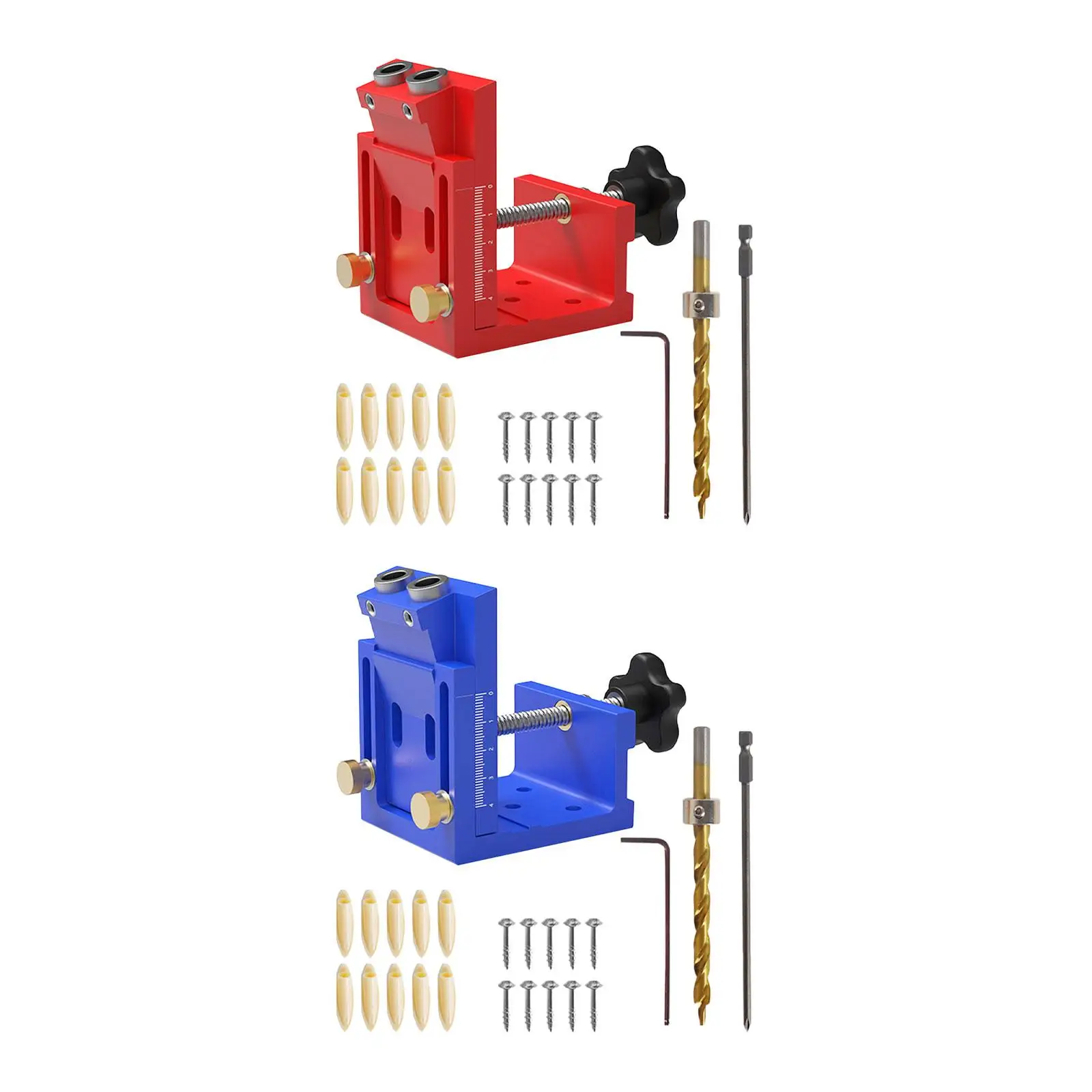 Pocket Hole Jig Kit Portable Aluminum Alloy Dowel Drill Carpentry for Mounting Railings Sturdy Pocket Dowel Hole Jig System Set