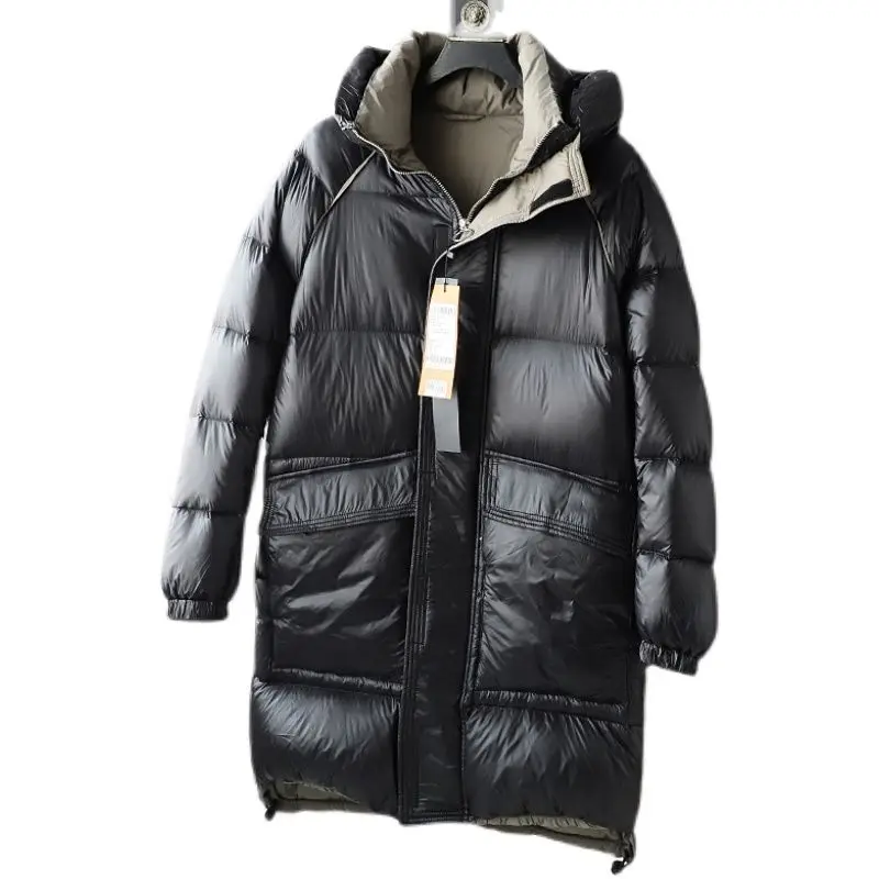 2023 Herfst En Winter Heren Hoge Pluizige Warme Mid-Length Donsjack Met Capuchon Verdikte Warme Parka