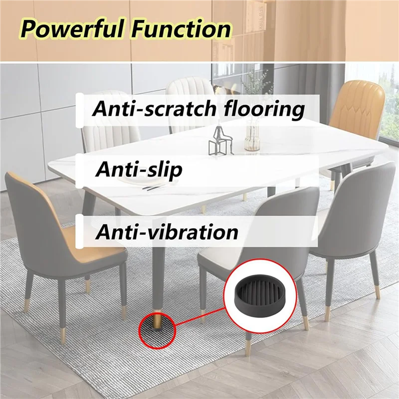 

A7THK-8Pcs Round Rubber Furniture Caster Cups, Anti-Sliding Furniture Pads Bed Stopper Floor Protectors Black