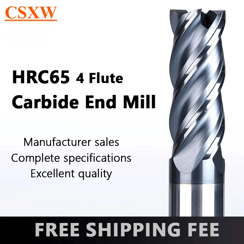 CNC Carbide End Mill Tungsten Cutter TiALN Coated 4 Flute 68 12 Shank HRC65 Metal Steel Machining Tool Router Bit Milling Cutter