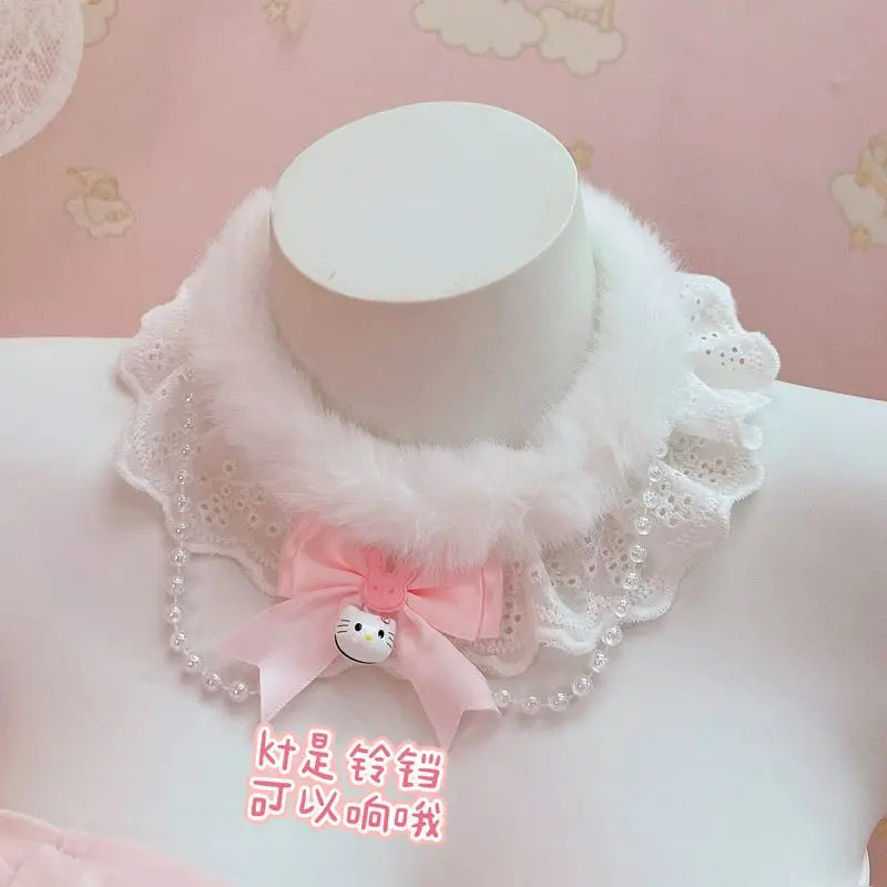 Cosplay HelloKitty Crop Top Lace Trim Bows Decoration Sweet and Off Shoulder Sling Lolita Style Aesthetic Anti Glare Short Skirt - view 3