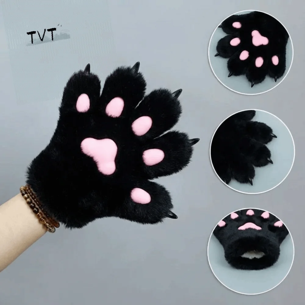 

Cute Wolf Puppy Cosplay Costume Gloves Cartoon Furry Plush Cat Paw Gloves Cosplay Props Warm Animal Claw Mittens Club