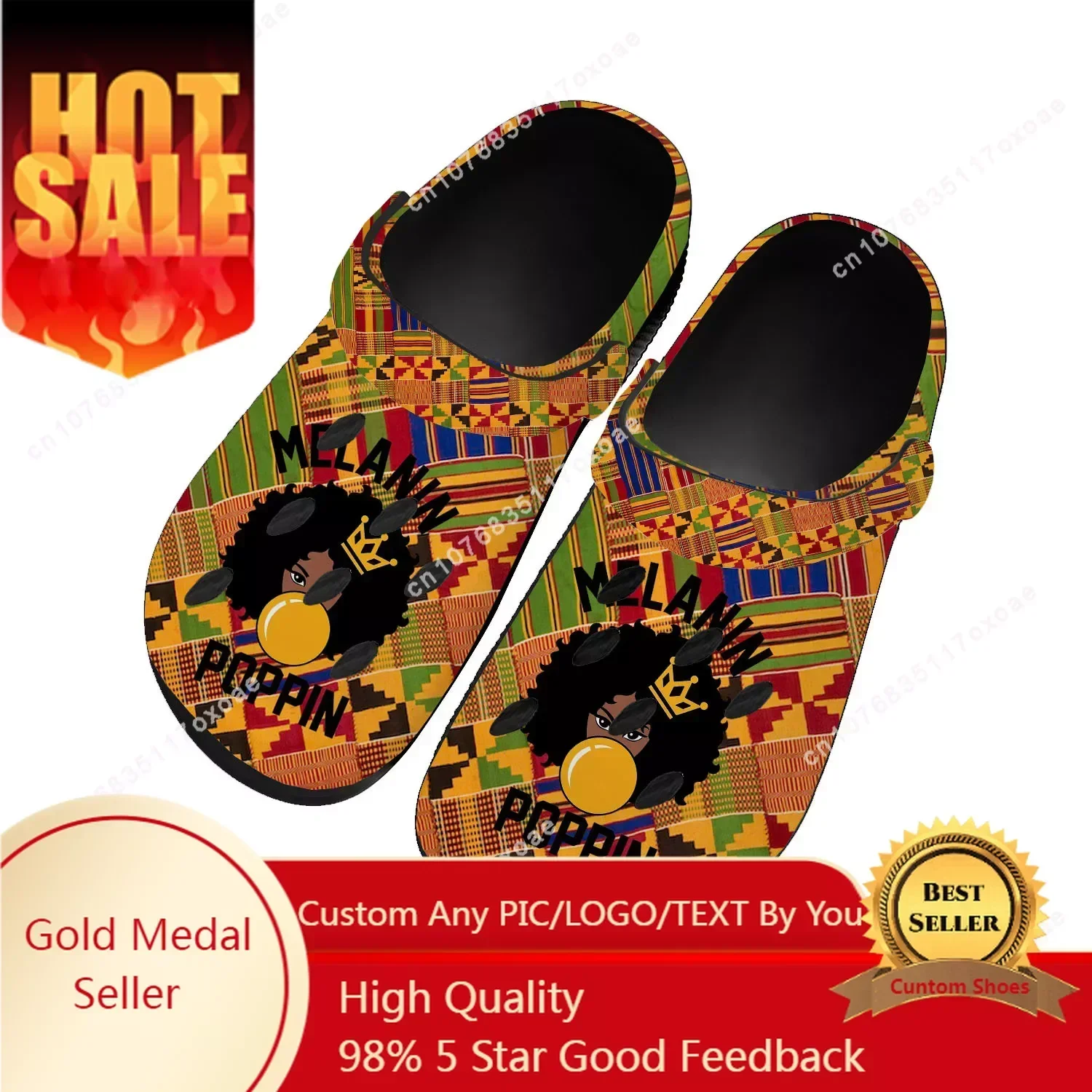 

African Ethnic Culture Design Home Clog Mens Women Youth Boy Girl Sandals Shoes Garden Custom Made Shoe Beach Hole Slippers