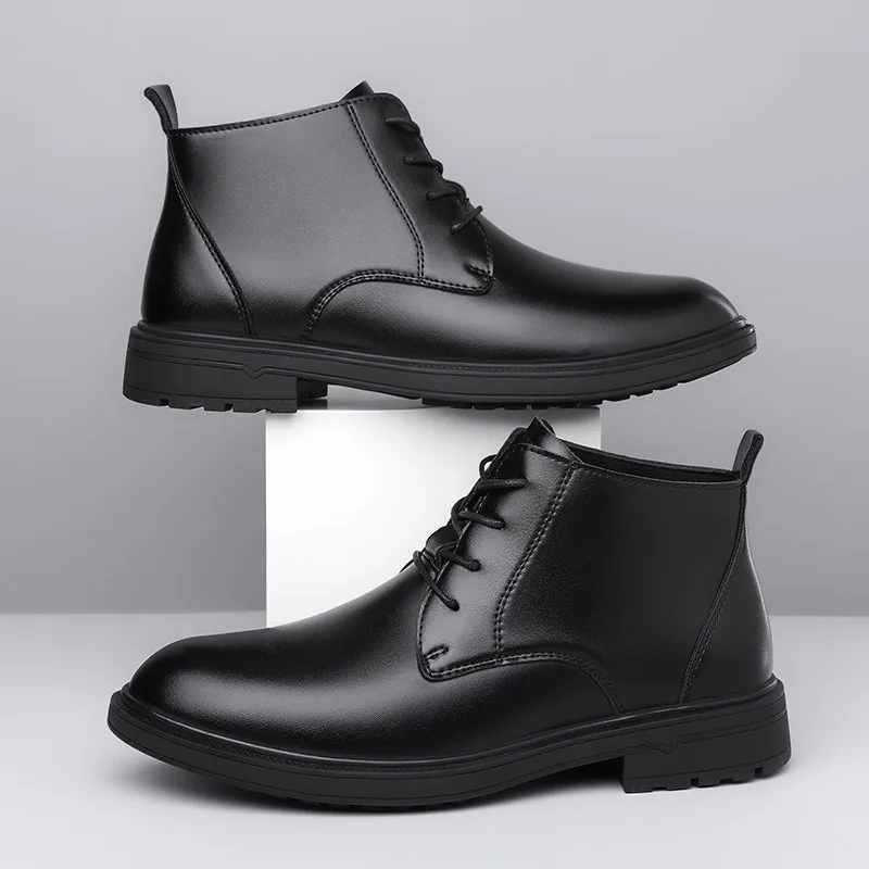 

Large Size 38-48 Men Boots Fashion Casual Leather Boots Classic Business Dress Boots Lace Up Casual Ankle Boot Botas Para Hombre