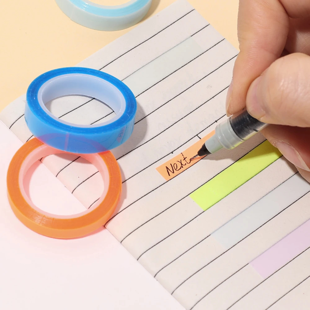 1/5Roll Marking Stickers Transparent Fluorescent Tape Index Tabs Taking Notes Label Children Gift School Office Highlighter Tape