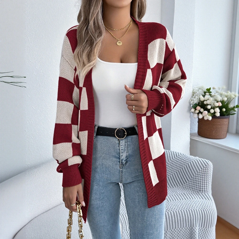 

Свитер с длинными рукавами и круглым вырезом в деловом стиле, облегающий дизайн, прямой рукав, без украшения, модный женский топ