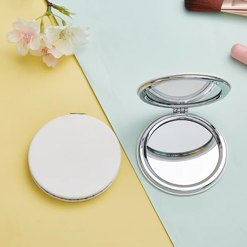 Draagbare Mini Pu Opvouwbare Spiegel Makeupmirror Draagbare Makeupmirror Ronde Dubbelzijdige Vergroting Voor Reizen Schoonheid Cosmetische Tool