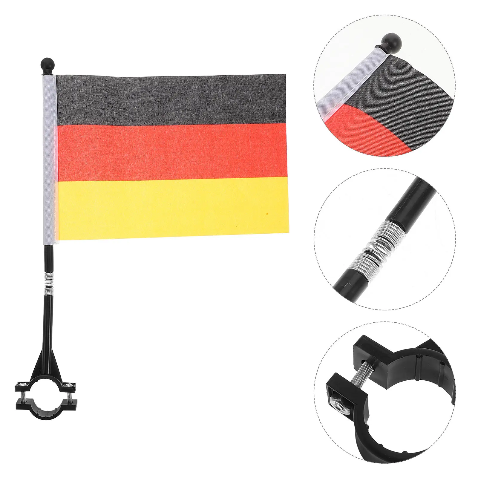 3Pcs Waterproof German Flag Bike Flags with Adjustable Poles for Cycling Bicycles Motorcycles Golf Carts Strollers Safety Flag