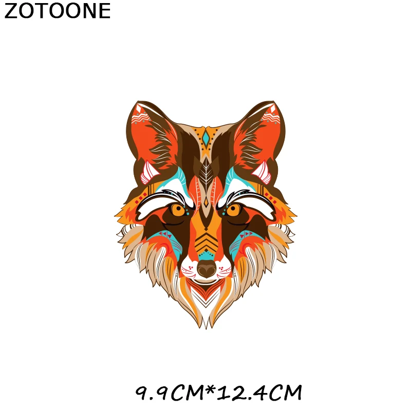 ZOTOONE Fox Panda Patches Iron on Colorful Dog Aniaml Stickers for Clothing Heat Transfers DIY Patch for Kids Vinyl Appliques H