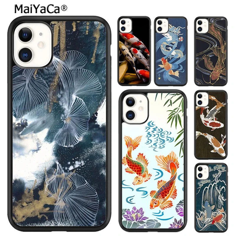 MaiYaCa Koi Carp Fish Phone Case For iPhone 16 15 14 plus XR XS 11 12 13 pro max Shell Cover coque