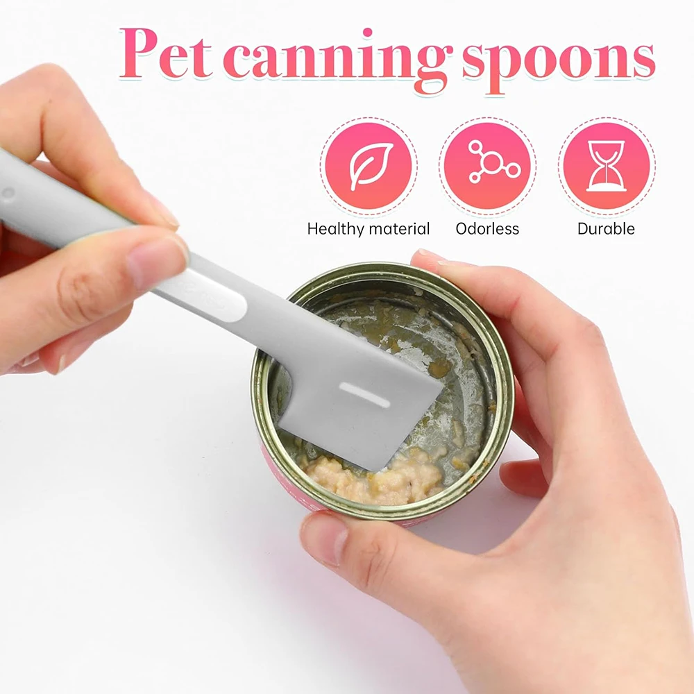ช้อนกระป๋องอาหารสัตว์เลี้ยงทําจากวัสดุซิลิโคนสําหรับผสมอาหารแมวและอาหารสุนัขสามารถช้อนสามารถใช้สําหรับเปิดฝาปิดและให้อาหาร