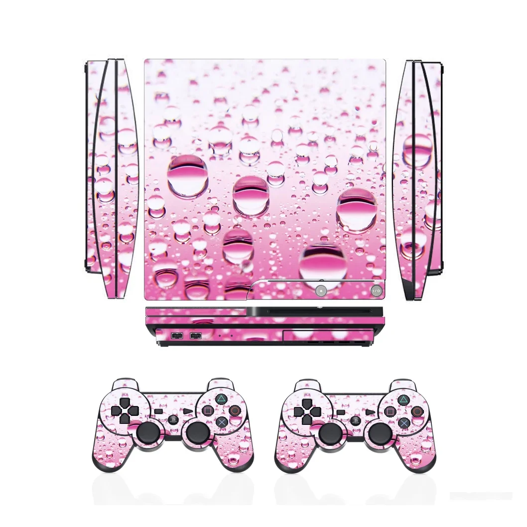 Виниловая наклейка с каплями воды, защитная наклейка для Sony PS3 Slim PlayStation 3 Slim и 2 наклейки на контроллер