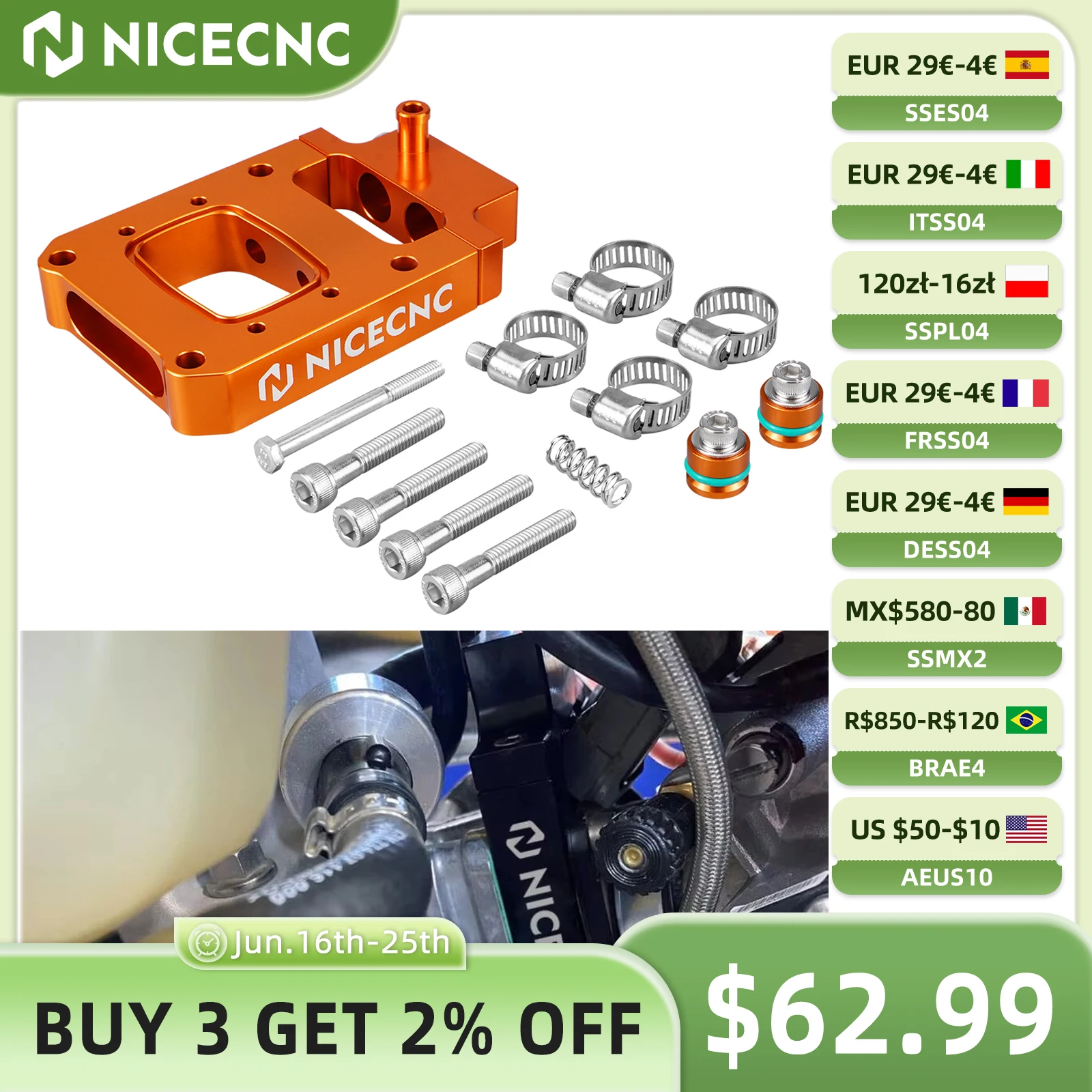 

NICECNC For KTM TPi EXC 300 250 XCW Six Days Husqvarna TE 300i 2018-2023 GasGas EC300 2021-2023 TPi Injector Relocation Block