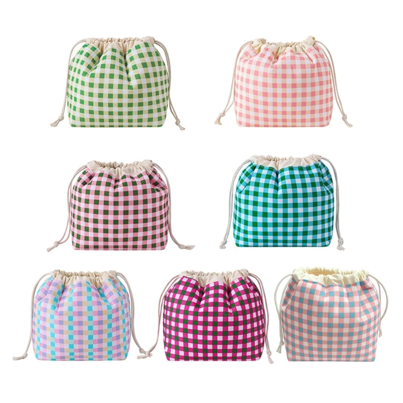 X5XA Patterned Cosmetic with Drawstring Closure and Canvas Fabric for Makeup, Skin Care, Toiletries, and Accessories