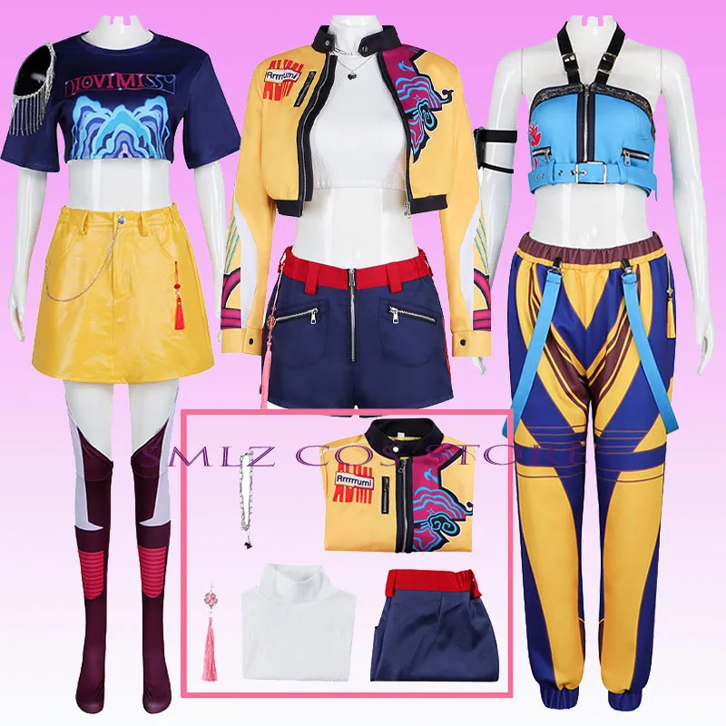 

2025 Movie Devil Hunters Cosplay KPOP Girl Group Mira Zoey Rumi Cosplay Colorful Uniform Halloween Party Sexy Outfit for Woman