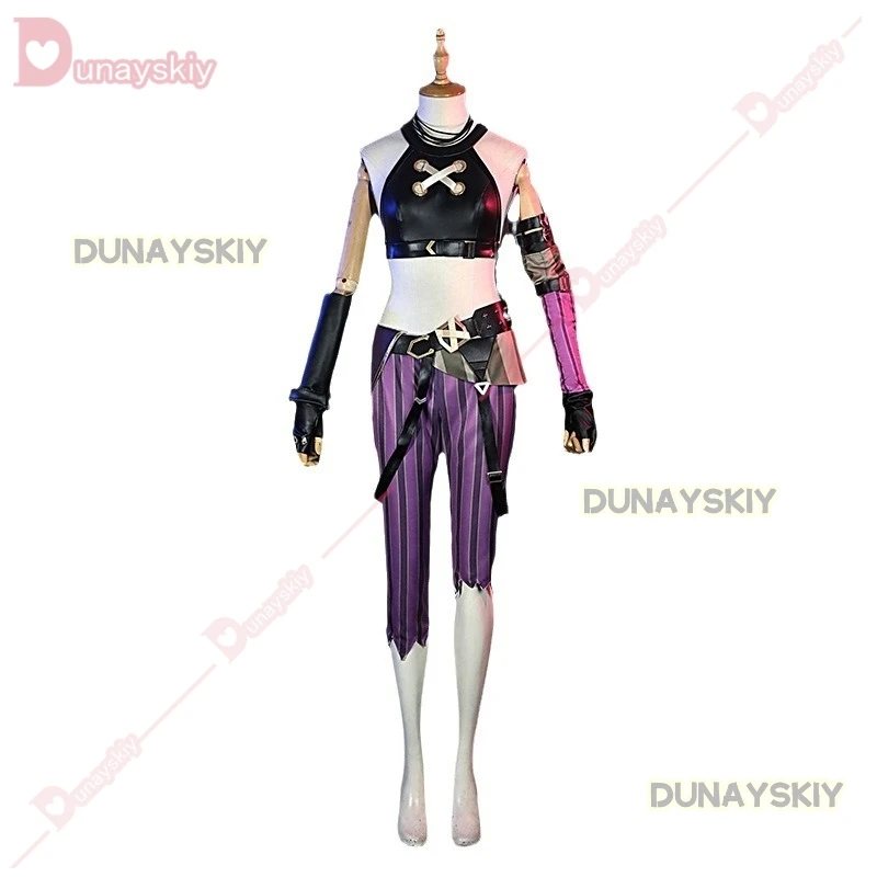 Jinx Cosplay LOL Costume Anime LOL Arcane Jinx Cosplay Uniforme Abiti 130 centimetri Parrucca di Carnevale di Halloween Vestito Costume di Alta Qualità