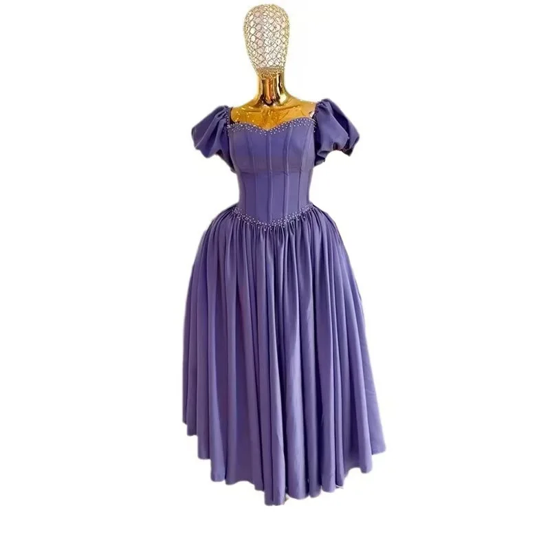 Ele ارتفاع الخصر مطرز الدكتور ساحة طوق بال مثير الدكتور الصيف الحلو Sle فقاعة Sve ألف خط ميدي الدكتور