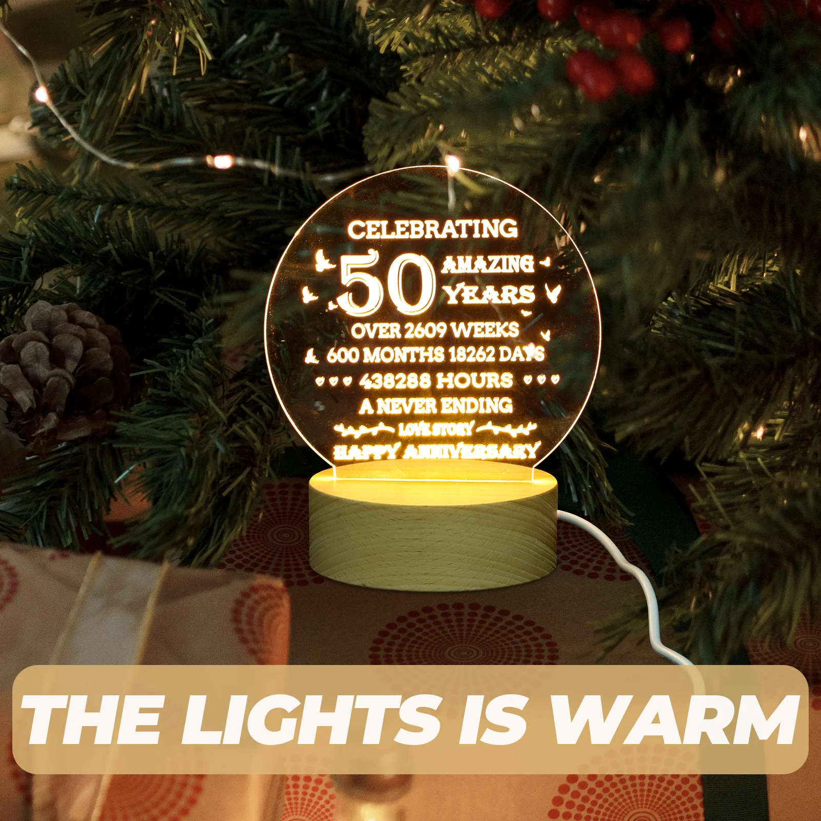 

Small Table Lamp USB Bedroom Bedside Atmosphere Light Gifts Anniversary Acrylic Wood Engraved Romantic Decorative Party Lighting